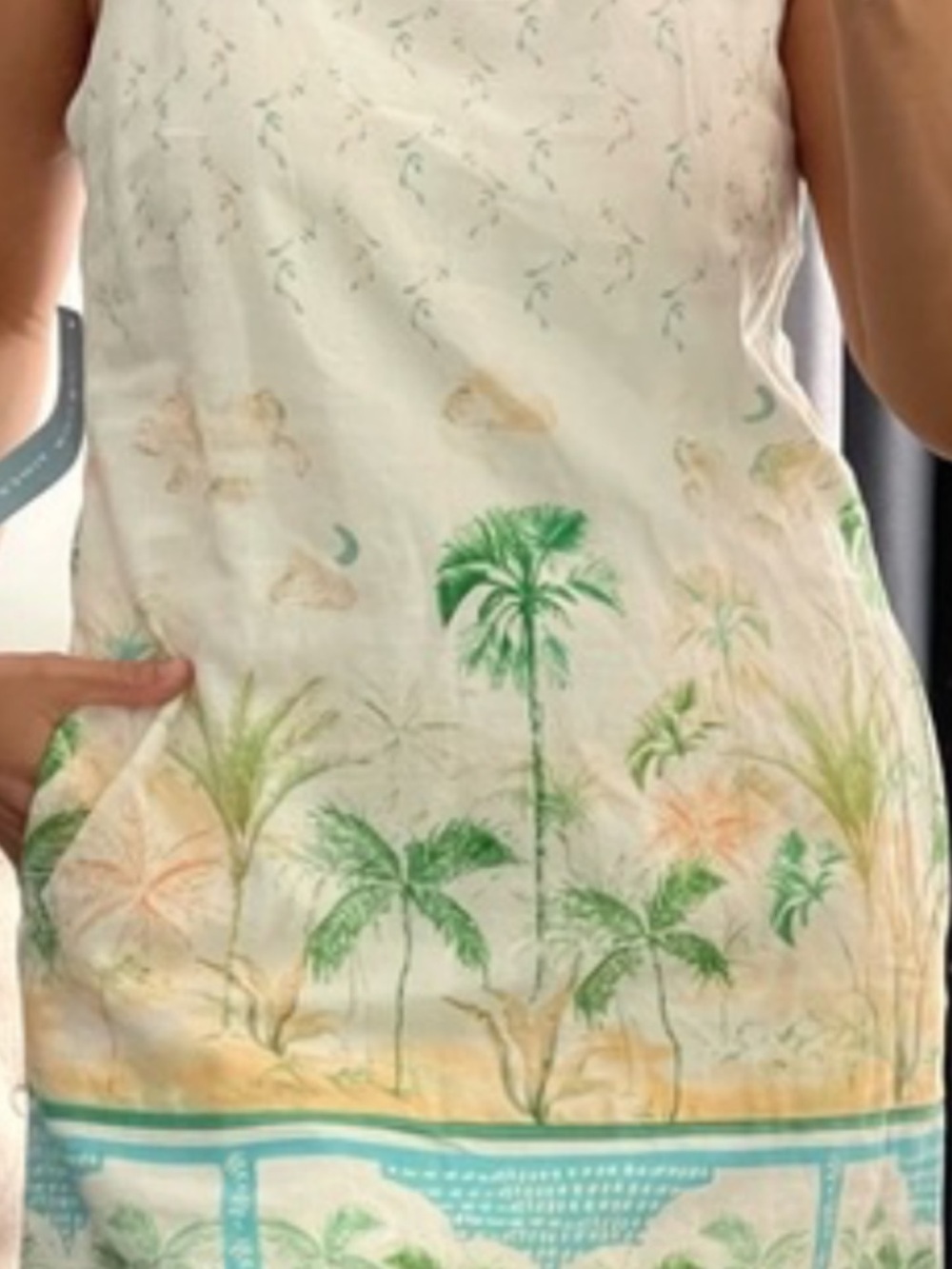 NWT London Times Ivory Tropical Print Mini Dress with Mint Accents size 6